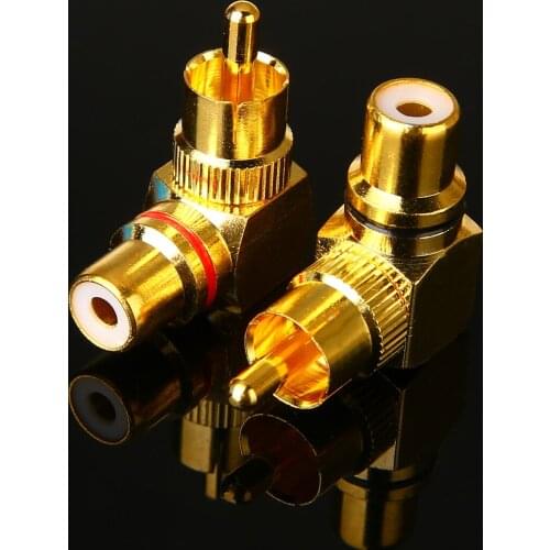 2pcs Gold Plated 90 Degree RCA Adapter High Quality Right Angle RCA Male to Female Plug Connector Adaptor