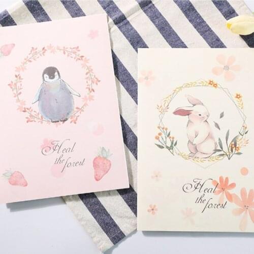 2Packs Envelope Cure forest A4 big letter Cat deer rabbit fox Penguin 1set(3envelopes+6letters) 9.5*18.5CM