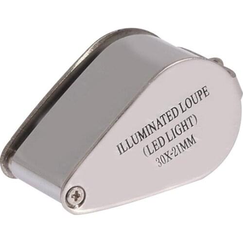 30X Metal Frame Optical Lens HD Jewelry Jade Antique Led Folding Magnifying Glass with Light