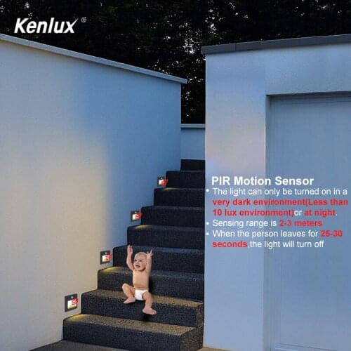 3W LED Wall Light Waterproof Porch Light Modern LED Wall Lamp PIR Motion Sensor Courtyard Garden Outdoor Light Receed Step Lamp