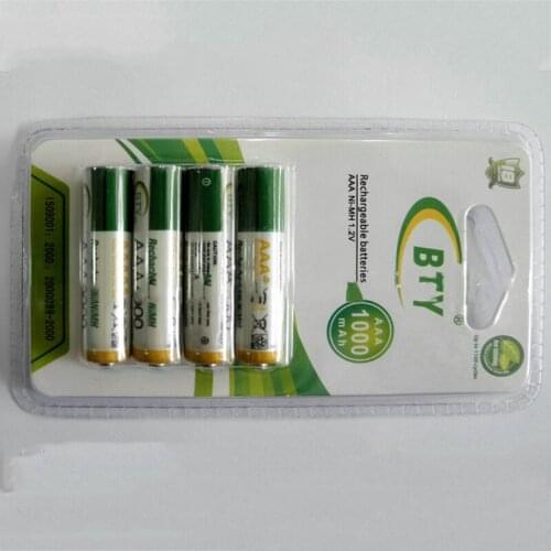 FreeShipping 4Pcs Rechargeable BTY Batteries For MP3 MP4 Radio Real Capacity 1000mAh AAA NI-MH Battery 10440 Bateria Cell 2016