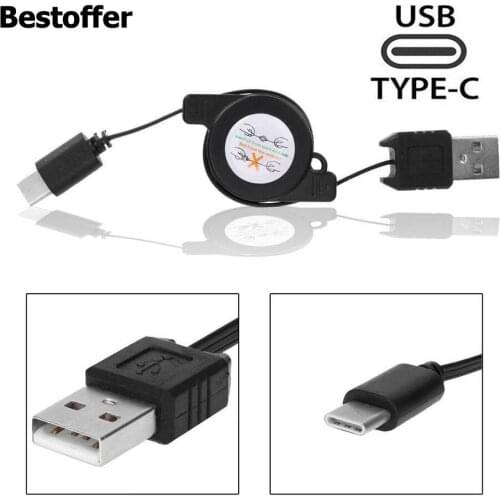 5pcs/Pack Retractable Type C USB 3.1 Data & Sync Charger Charging Cable for Huawei P9 Honor 8 75cm Length
