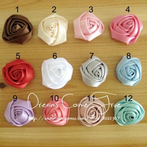 50 pcs/lot 5CM 12 Colors Mini Cute Artificial Satin Flowers For DIY Baby Girls Headwear Newborn Fabric Rose For Hair Accessories