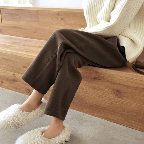 6080# Autumn Winter Corduroy Maternity Pants Wide Leg Loose Straight Elastic Waist Belly Pants Clothes for Pregnant Women Casual