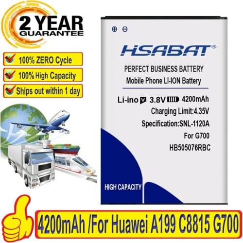 HSABAT 4200mAh HB505076RBC Battery Use For Huawei A199 C8815 G606 G610 G700 G710 G716 G610S Y3 II Y3 2 Y3II Y3II-U22 LUA-U22