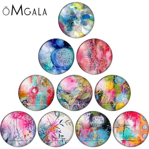 Watercolor Texture Art Painting 10mm12mm/18mm/20mm/25mm Round photo glass cabochon demo flat back Making findings