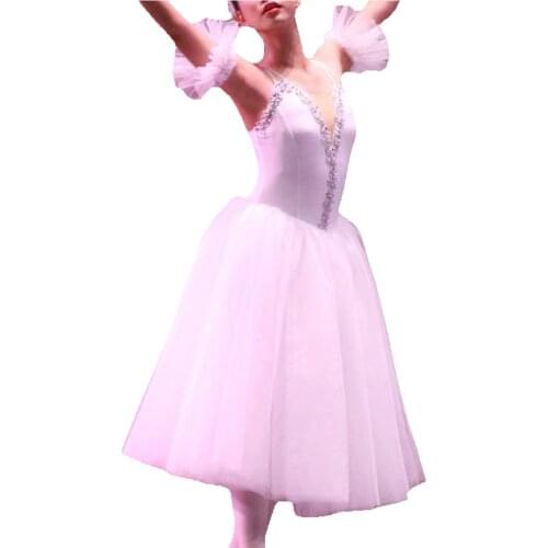 White ballet costumes for adults, professional dance skirts and long skirts