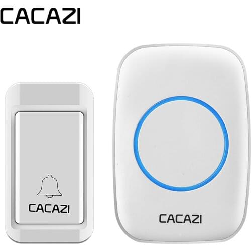 CACAZI Self-powered Waterproof Wireless Doorbell No Battery Button EU Plug Receiver LED Light 120M Remote Home Cordless Bell