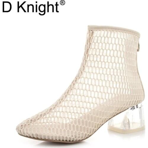 Sexy Clear Heels Summer Boots Women Crystal Transparent Shoes Woman Nude Black High Heel Gladiator Sandals For Women Ankle Boots