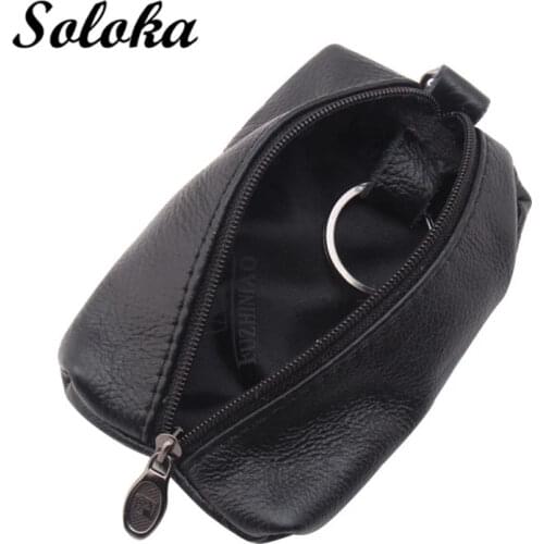 1 Pc Men Car Key Case Leather Wallets Coin Purse Zipper Bag Keychain Cover for Keys Organizer Card Holder Gifts Key Pouch