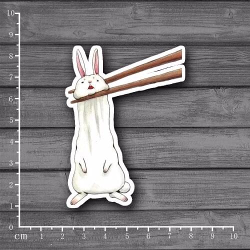 Exclusive Chopsticks Clip Rabbit Notebook Skin Car Styling On Laptop Stationery Stickers Skateboard Home Decals Sticker[Single]