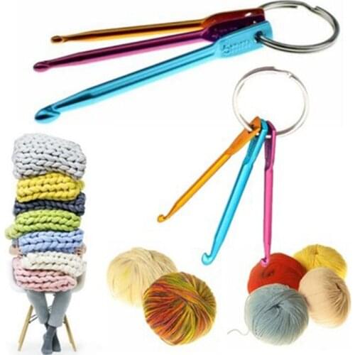 Hot Sale 3 sizes in 1 Set Keychain Hooks, DIY Multicolour Crafts Knitting Needles Mini Aluminum Crochet Hook