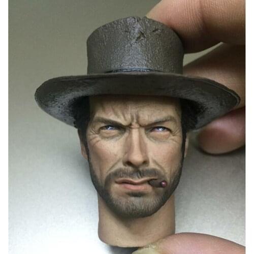 Custom 1/6 Clint Eastwood Head Sculpt With Cigar Head Carving F 12" Figure Western cowboy PVC high quality Bold Eagle cigar