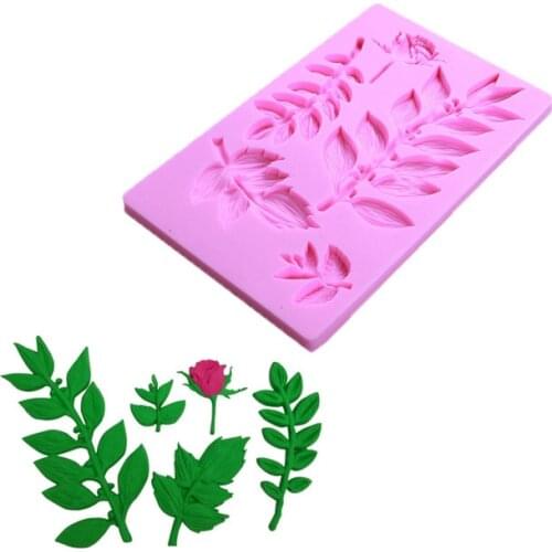 Rose Flower Leaf Vine Branch Silicone Mold Clay Fondant Mold DIY Cake Decoration Tool Candy Sugar Cookies Chocolate Mould Baking