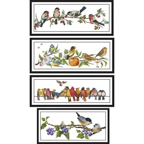 Joy Sunday Birds on the Tree Cute Animal Cross Stitch Kit 11CT 14CT Chinese Cross Stitch Pattern DIY Embroidery Needlework Set