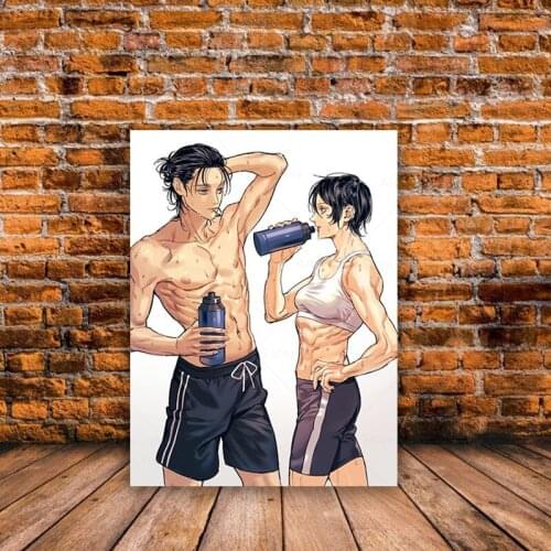 Mikasa and Eren Attack on Titan Eremika Canvas Decoration Prints Poster Study Living Room Home Decor Bedroom Pictures Wall Art
