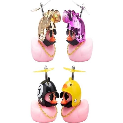 2021 New Style Luminous Bamboo Dragonfly Pink Rubber Duck Car Goods Gift For Car Ornaments Auto Interior Decoration 1PCS