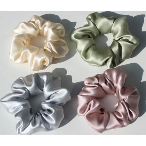 Richkeda Store New 2021 100% Pure Silk Scrunchies For Women Girls Big Scrunchy Rubber Elastic Hair Ties Bands Ponytail Holder