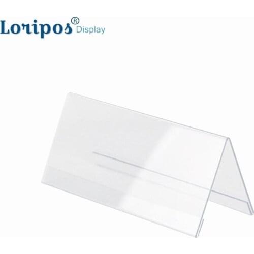 V-type Acrylic Table Card Transparent Double-sided Price Tag Card Holders Meeting Sign Name Card Note Holders