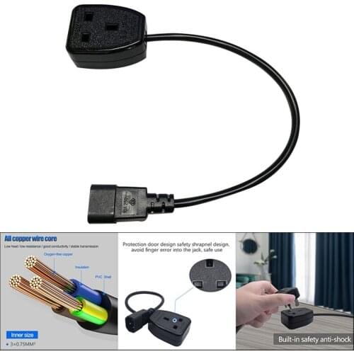 IEC320 C14 to UK BS1363A Outlet Socket,IEC C14 Male Plug to UK 3Pin Female Socket Power Adapter Cable for PDU UPS