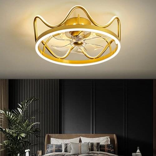Modern Bedroom Decor Led Invisible Ceiling Fan Light Lamp Dining Room Ceiling Fans with Lights Remote Control Lamps Living Room