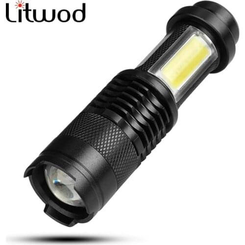 Litwod Z35 SK68C LED MINI Flashlight XPE COB Zoom Waterproof Aluminum 4 Modes Torch use 14500 or AA Battery For Camping working