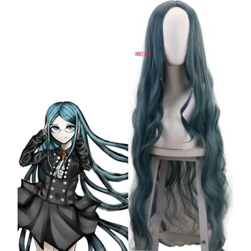 Takerlam Danganronpa 3 Shirogane Tsumugi Coser Wig Long Blue Hair Cosplay Halloween Costume Props + Free Hair Cap