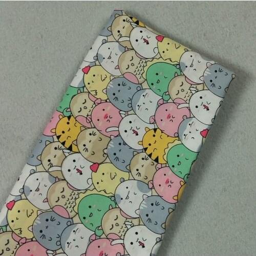 Adorable Colorful Egg Animal Totoro Printed 100% Cotton Fabric 50x160cm Animal Patchwork baby cloth apparel dress quilting home