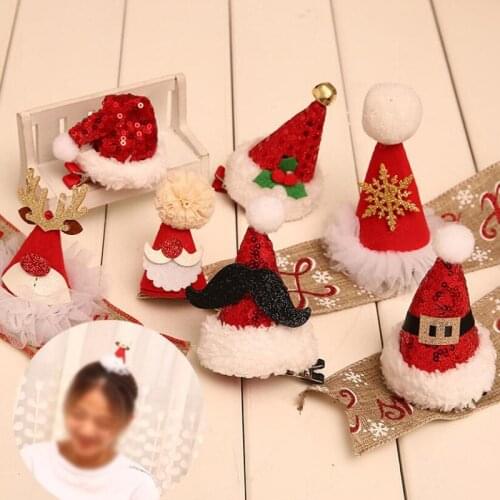 Hot Christmas adult children hair clip Santa Claus antler hairpin clip Christmas hat gift cute hair clip Accessories