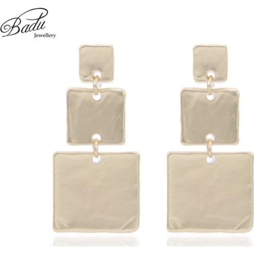 Badu 3 Square Dangle Earrings for Women Punk Fashion Earring Large Geometric Statement Jewelry Gift for Girls Dropshipping