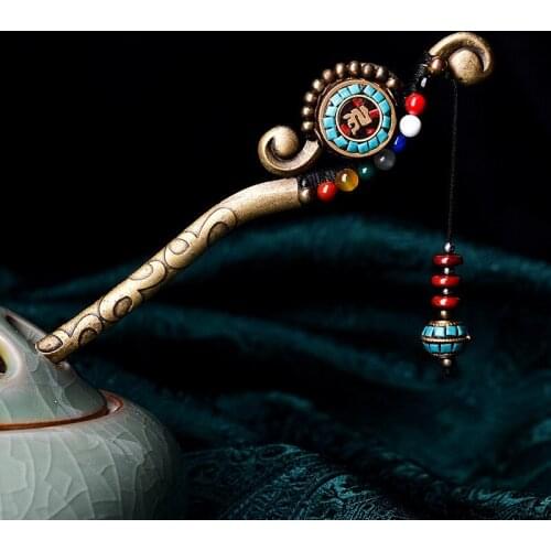 Hair Sticks For Women Vertical Clip New Item Multicolor Pendant Classical Retro Headdress Jewelry Accessories Hairwear F021