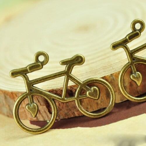 High Quality 10 Pieces/Lot 31mm*24mm Metal Diy Jewelry Making Charm Antique Bronze Brass Bicycle Charms