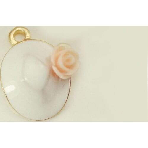 10pcs RUIDAY Rose Hat Floating Enamel Charms Alloy Pendant For Necklaces/bracelets DIY Female Fashion Jewelry Accessories