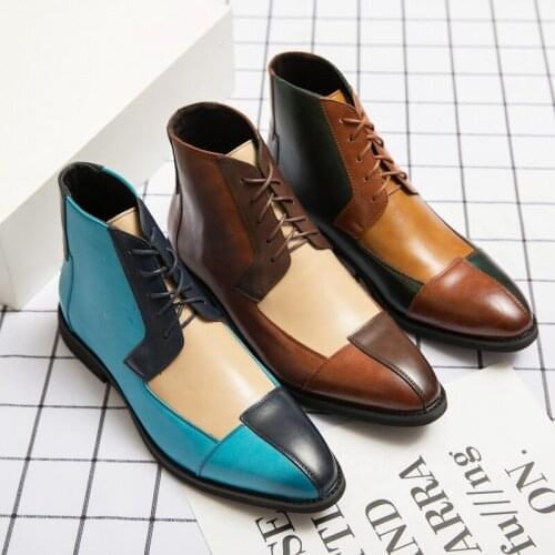 2021 new fashion mens boots comfortable lace leather warm short plush mens Boots Mens shoes leather mens shoes large E38-48