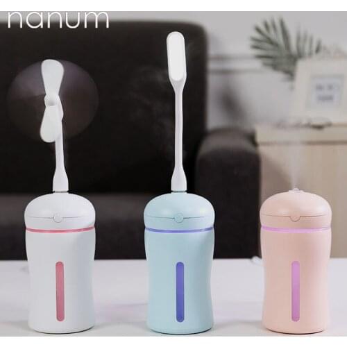 3 in 1 Beginner Humidifier Air freshener Mini Air Purifier Aromatherapy Essential Oil Diffuser LED Night Light USB Fan Fogger