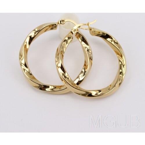 30mm 40mm 50mm exaggeration large Glossy Classic earrings 5mm width Vacuum plating bright Womens stainless steel jewelry LH961