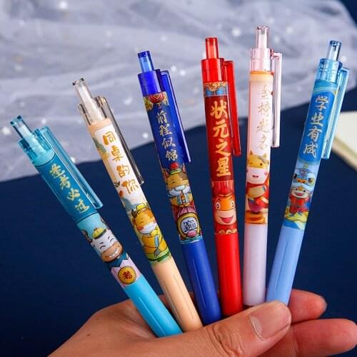 4Pcs Press Ball Pen Large-capacity Student Gel Pen 0.5mm Black Refill Ballpoint Pen Students Stationery Office School Supplies