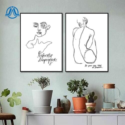 Abstract Line Art Canvas Painting Nude Woman Wall Art Posters And Prints Minimalist Picture For Living Room On The Wall Decor