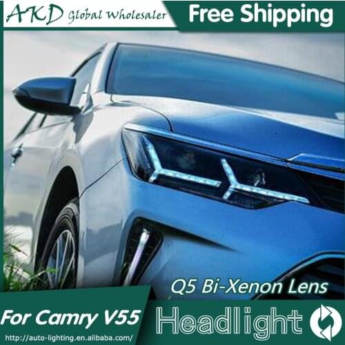 AKD Car Styling for Toyota Camry V55 Headlights 2015 New Camry LED Headlight DRL Bi Xenon Lens High Low Beam Parking Fog Lamp