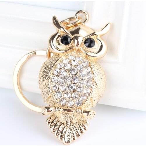 Owl Bird Turtle Pendant Charm Rhinestone Crystal Purse Bag Keyring Key Chain Accessories Wedding Party Lover Gift