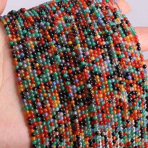 Natural Stone Beads 3&4mm Multiple Color Agated Loose Hole Beads for Women Jewelry Making DIY Bracelet Necklace