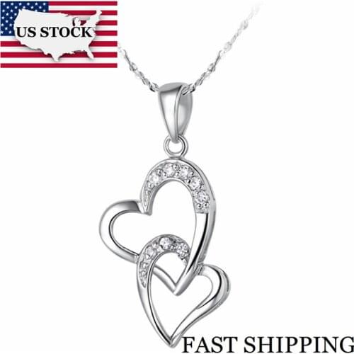 US STOCK 5% Off Flower Necklace Silver Color Bijuteria Love Bijoux Femme Necklaces Pendants Women Accessories Uloveido N220