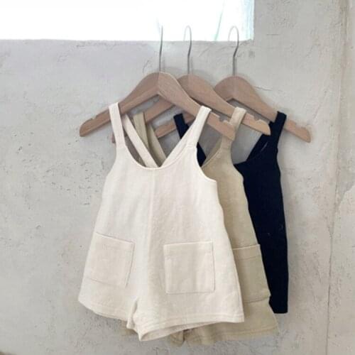 Childrens Suspender Shorts Summer Baby Boys Girls Casual Loose Cotton Short Overalls Kids Fashion Solid Jumpsuits Baby Shorts