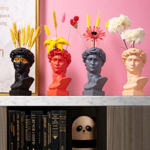 Home Decoration Resin Vase Sculpture Room Decoration Flower Pot Colored Figure Statue Storage Box Pen Holder Nordic Art Crafts