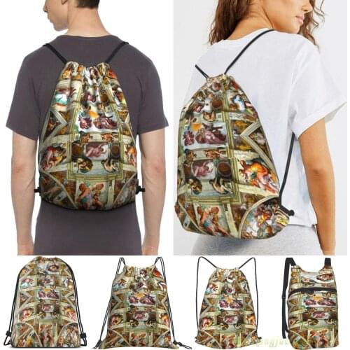 Men Outdoor Travel Drawstring Backpack Bags Michelangelo - The Sistine Chapel Women Sports Travel Bag Fitness Swimming Bag