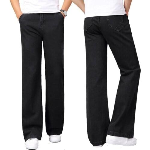 Jeans For Men Autumn and Winter Thick Flared Pants Mid-Rise Jeans Mens Denim Trousers Biker Jeans