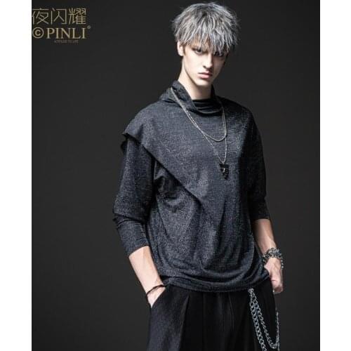 Free shipping new t shirt Spring New Mens Top shine at night 2020 autumn loose casual long-sleeved T-shirt BY203311107