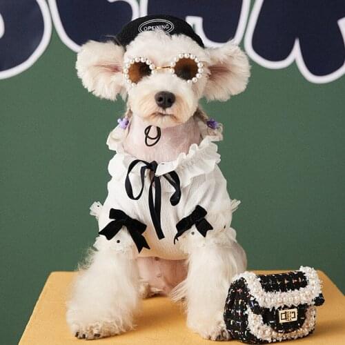 Lace Pet Princess Dog Underwear Shirt Puppy Clothes for Small Dogs Yorkies Classy Coat for Schnauzer Shirt Ribbon Tshirt PDC0131