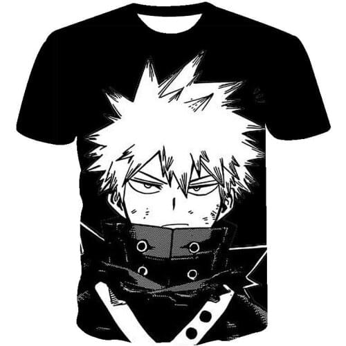 Summer New Mens and Womens Trend Anime My Hero Academia Peripheral Digital Printing 3D Short-sleeved T-shirt on Sale