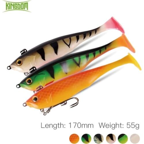 Kingdom Hot Soft Bait 170mm 55g Sinking Multiple Uses Swimbait For Bass Trout Pike Fishing Leaded Head Silicone Fishing Wobblers